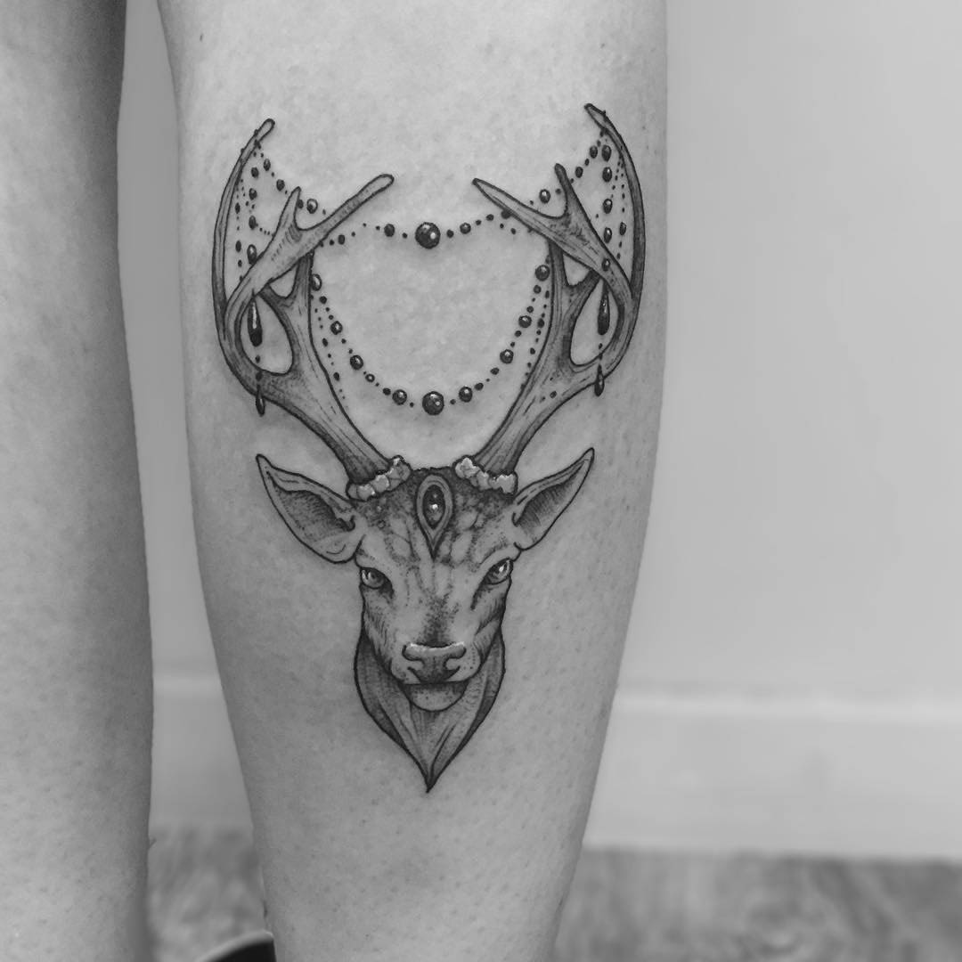 leg tattoo deer