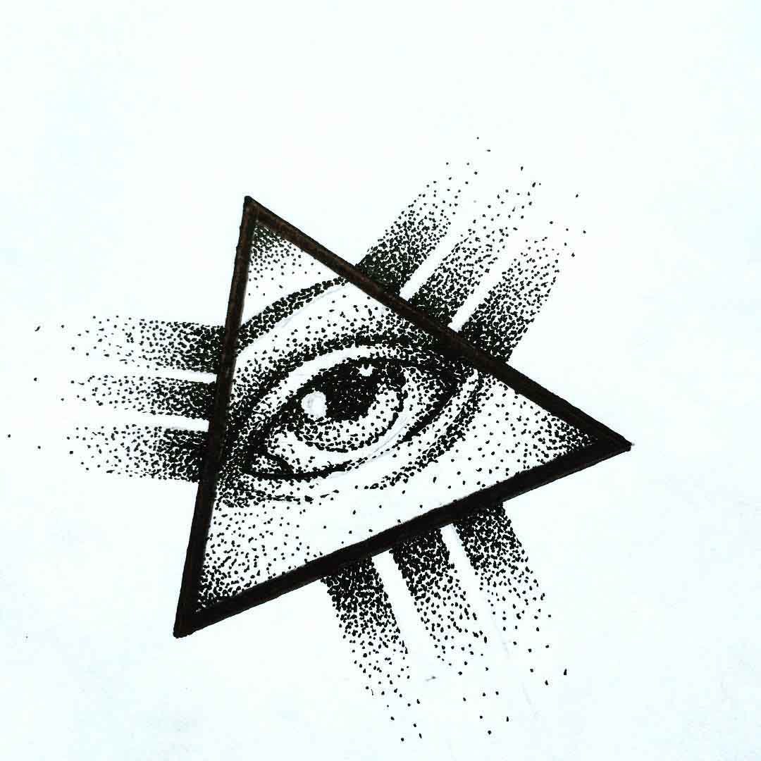 Эскизы глаз в треугольнике дотворк