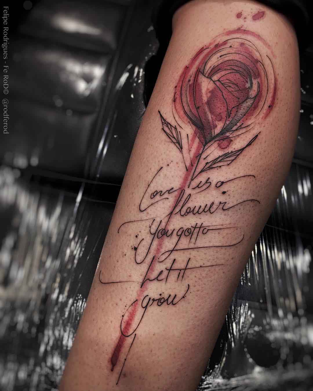 lettering rose tattoo drawing