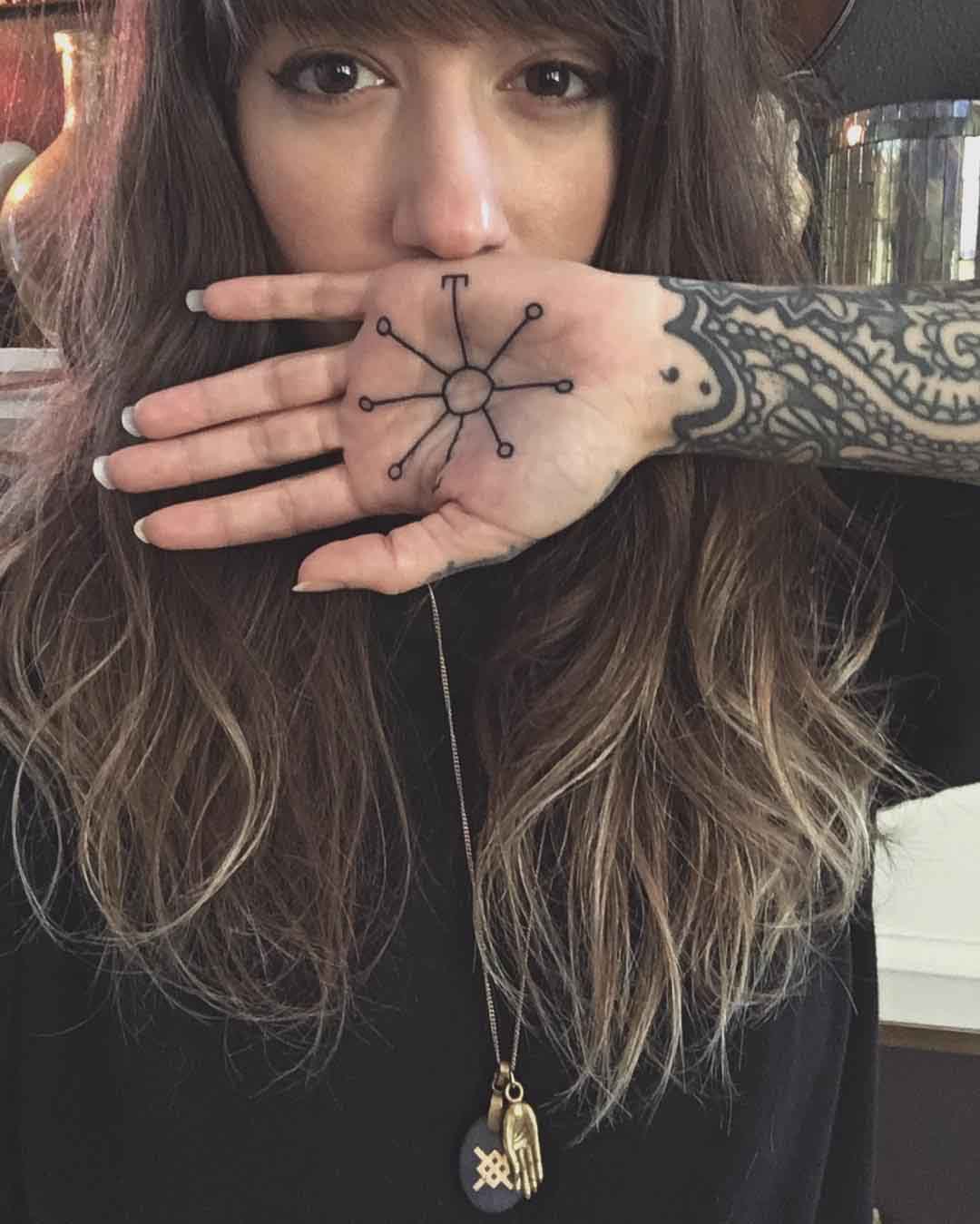 simple palm of hand tattoo