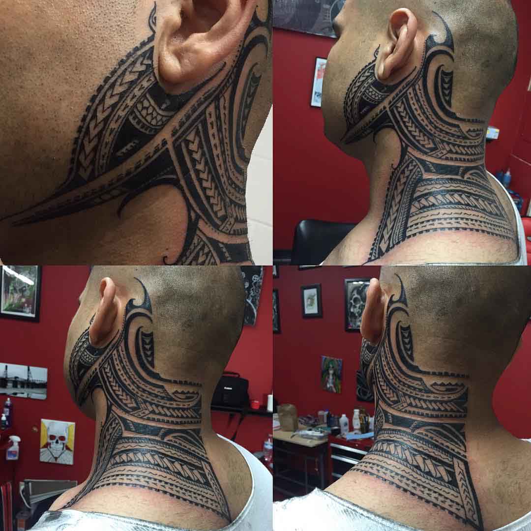 polynesian neck tattoo