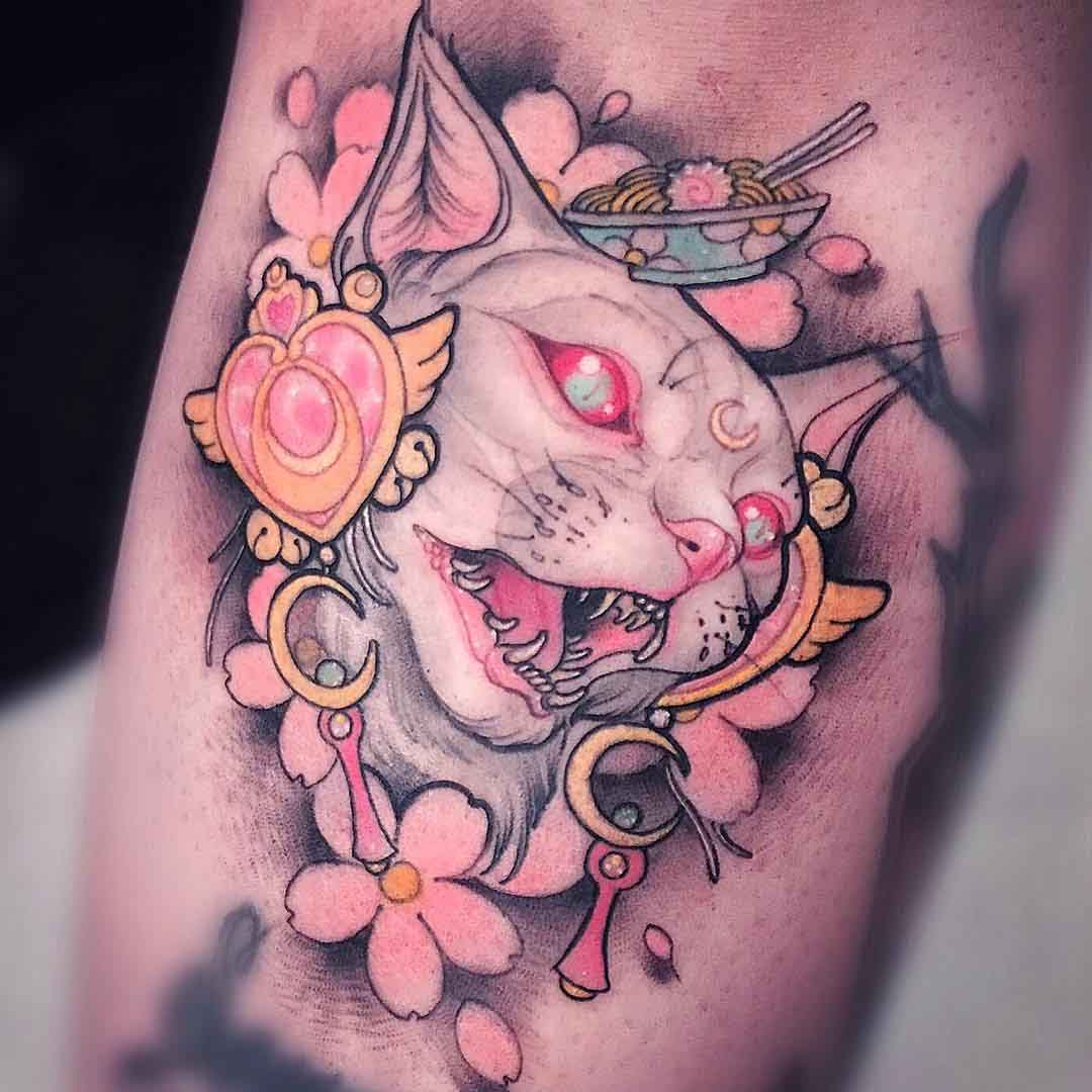 cat tattoo evil white sailor moon