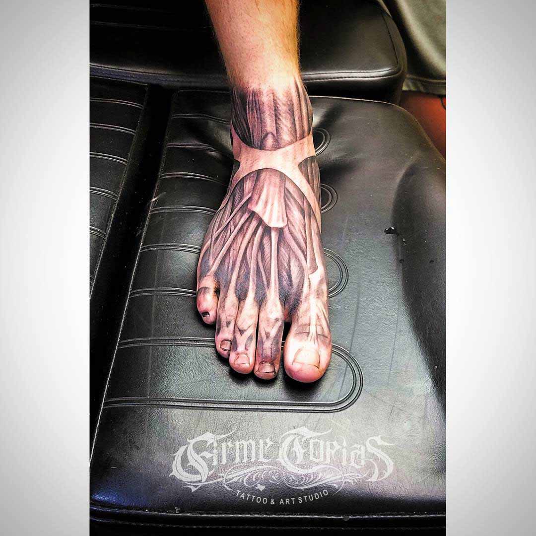 realistic foot tattoo anatomy