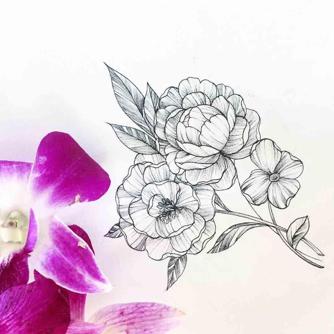 flower tattoo idea on paper