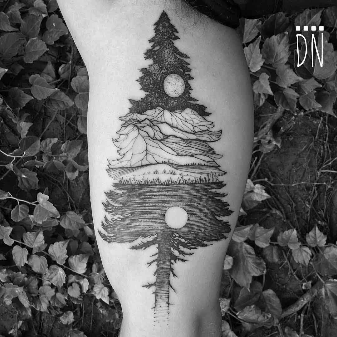 bicep tattoo spruce tree Alaska