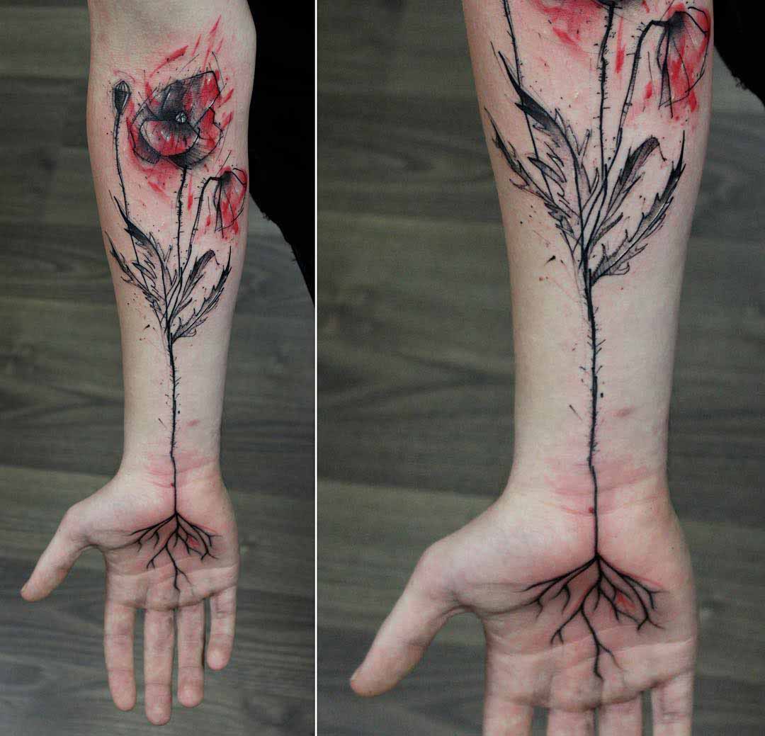 watercolor flower tattoo poppy