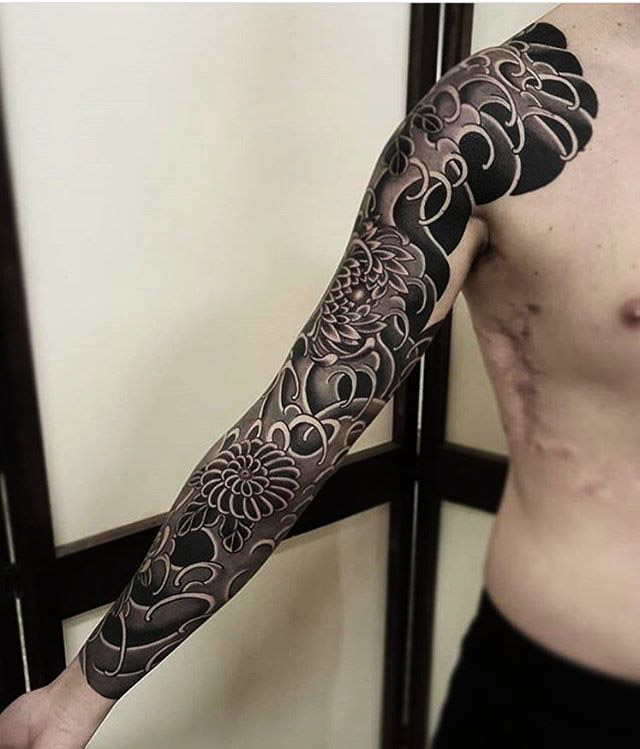 black sleeve tattoo japanese