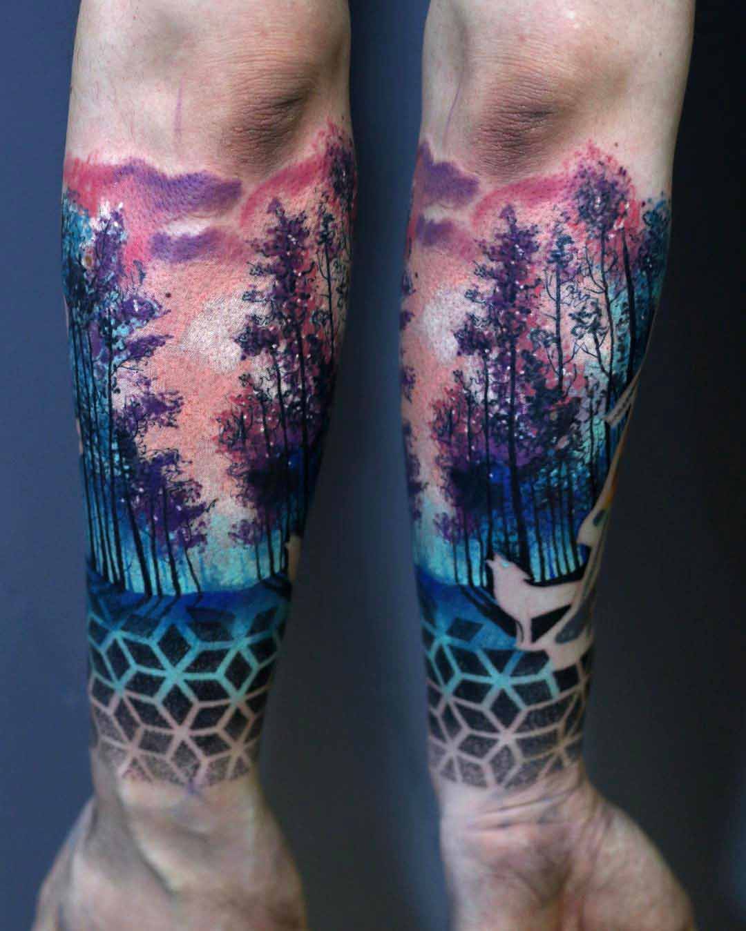 wrist tattoo forest sleeve
