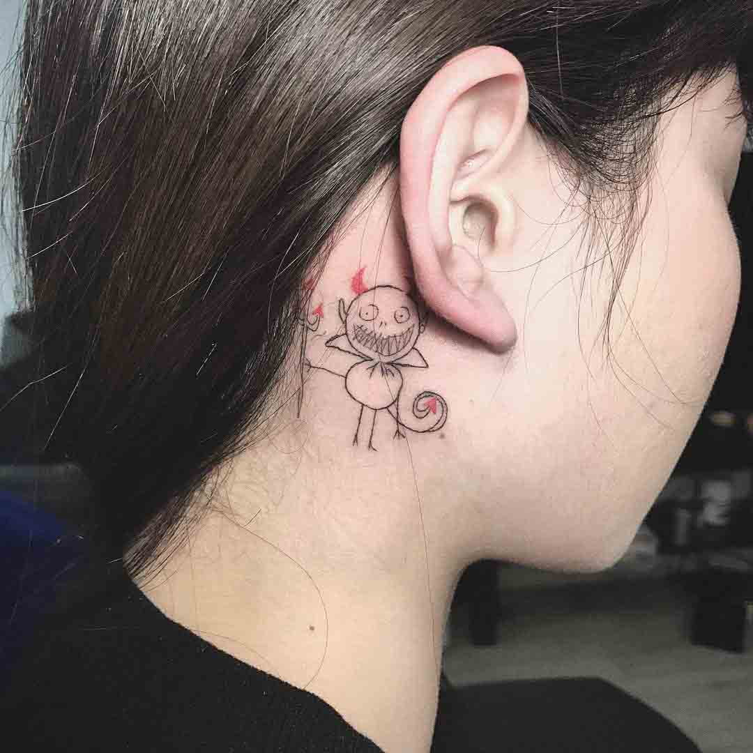 ear tattoo imp cute