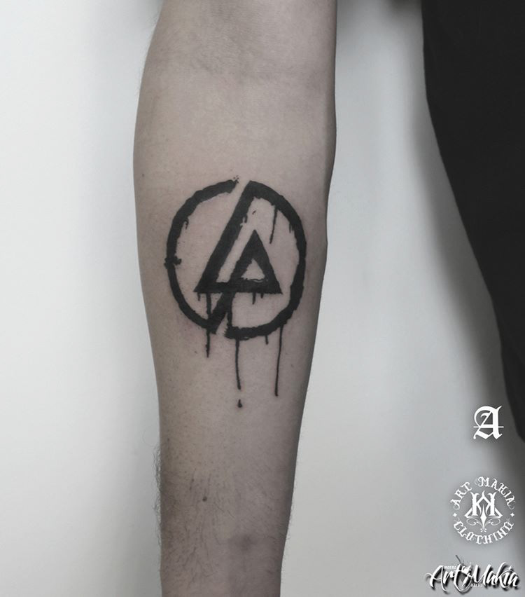 Black Tattoo Linkin Park logo on arm