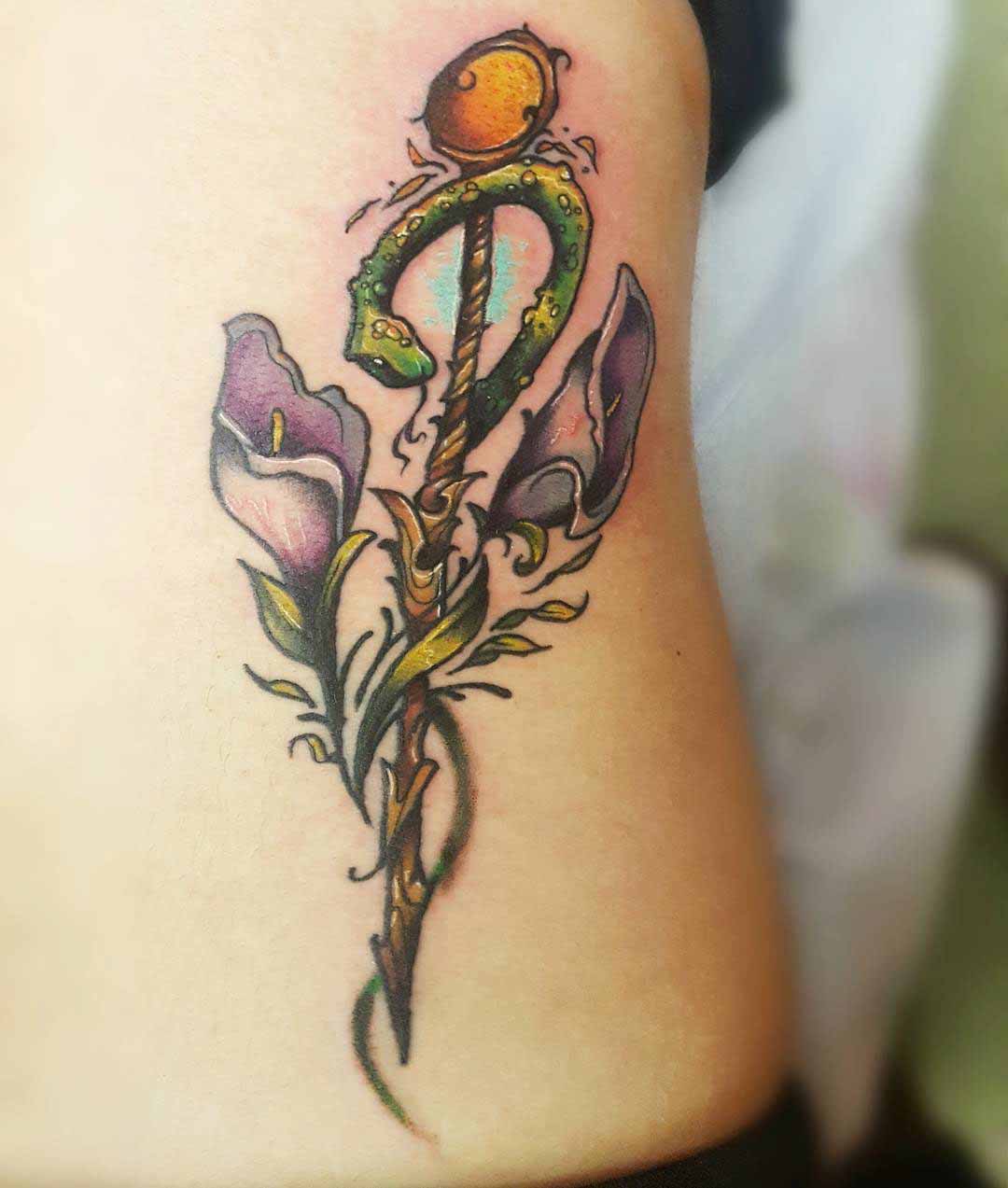 Rod of Asclepius sidee tattoo