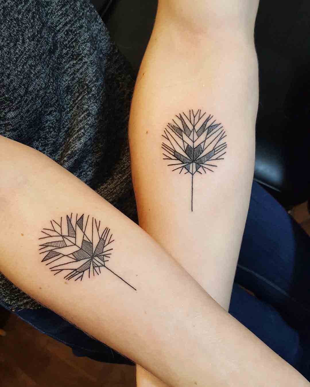 leaf tattoos for couple on arm