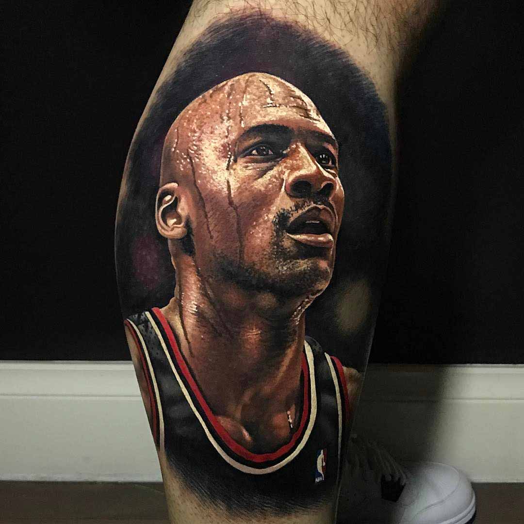 portrait tattoo Michael Jordan realistic