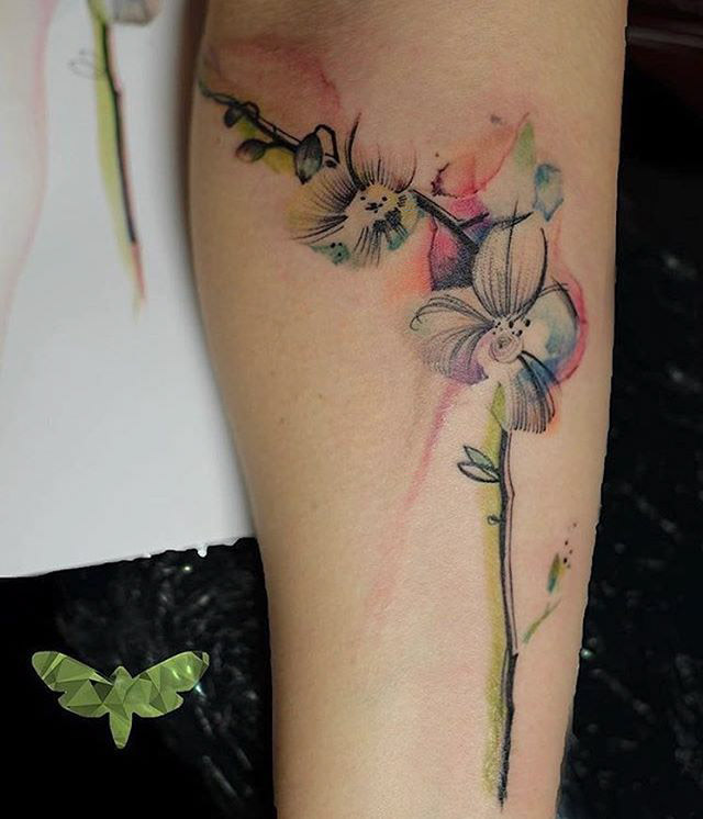 orchid tattoo watercolor flower