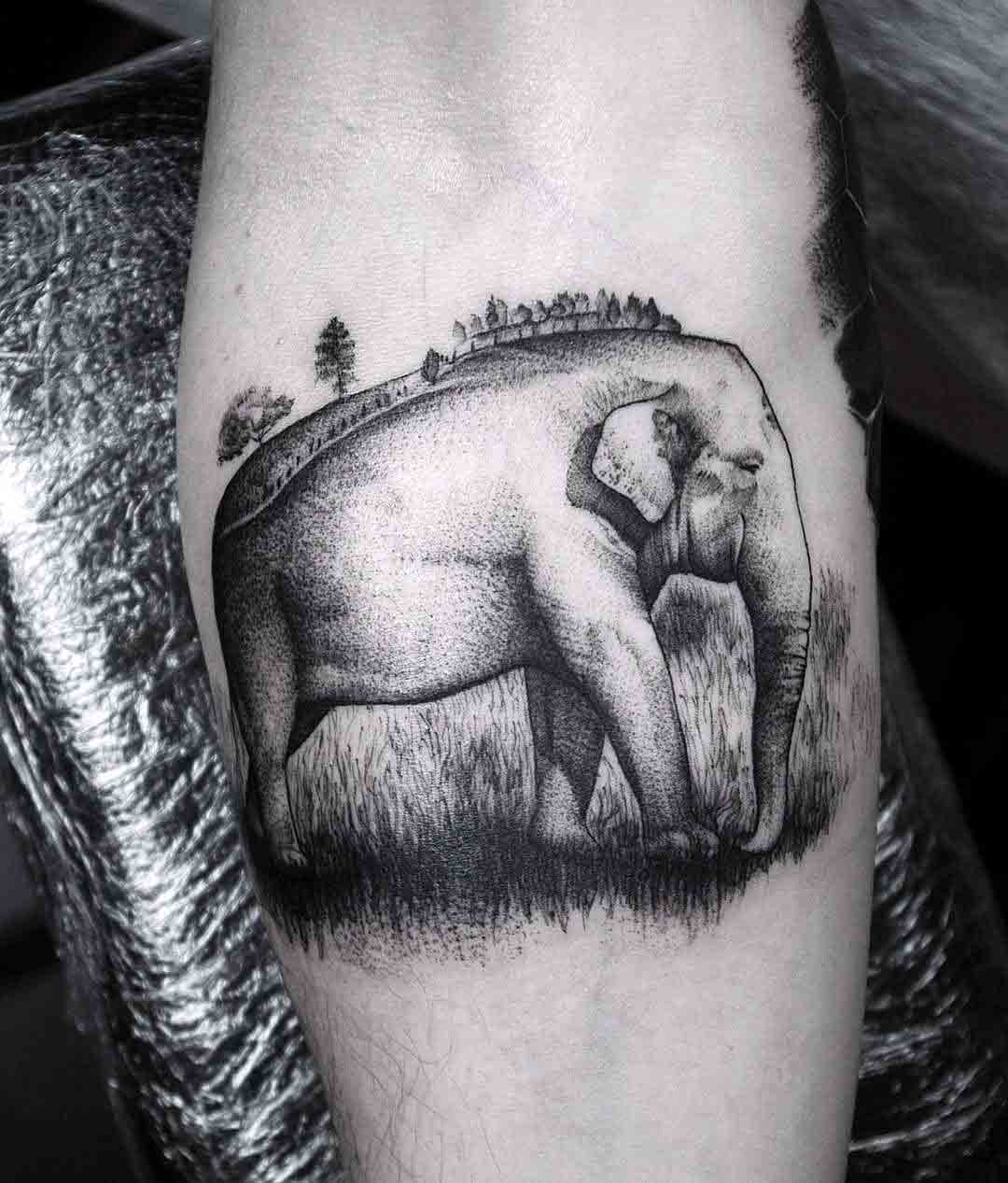 cool elephant tattoo design black and grey