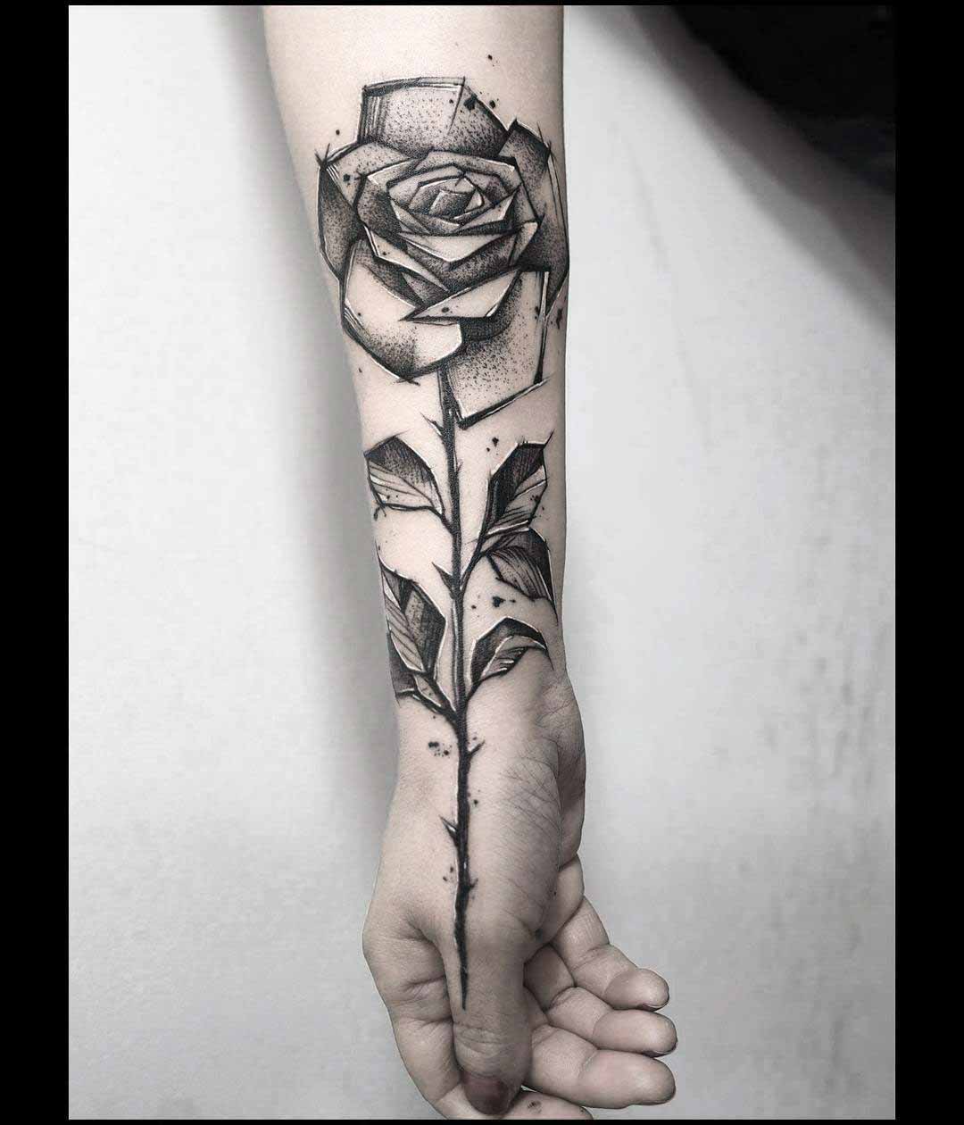 arm tattoo rose or hand