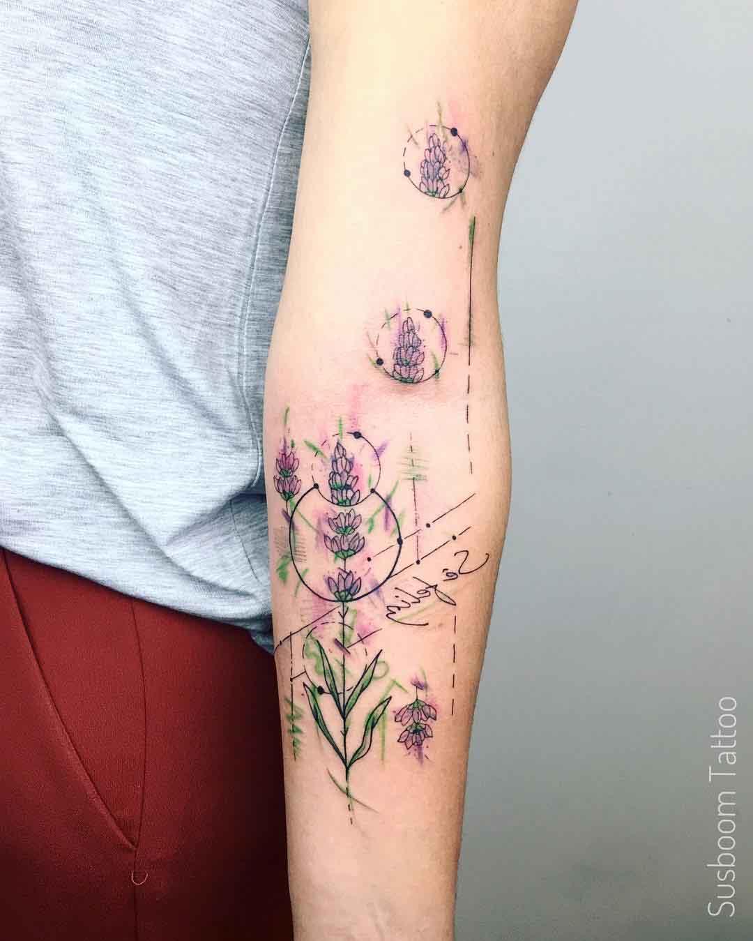 lavender tattoo flower on arm