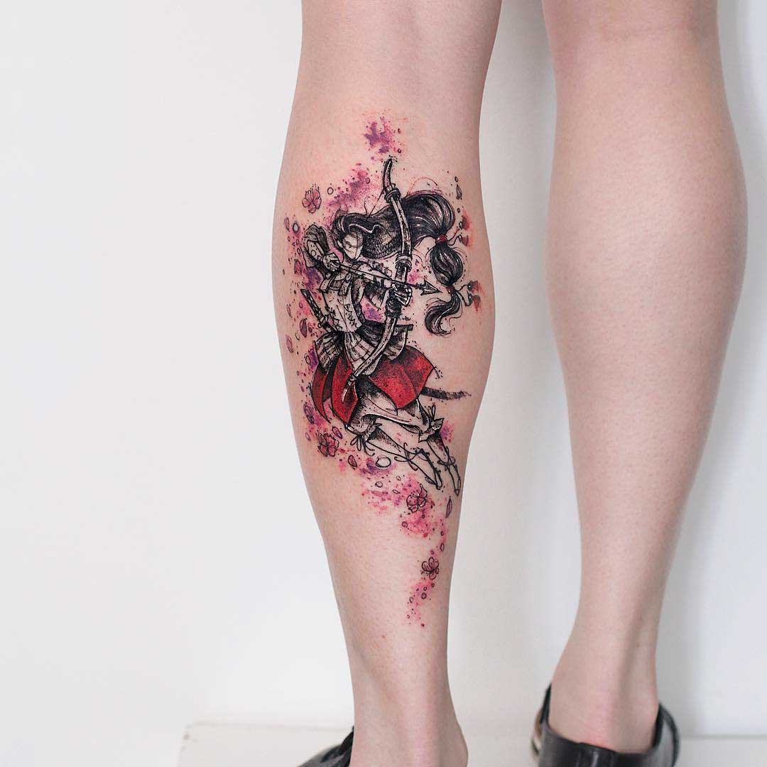 calf tattoo archer