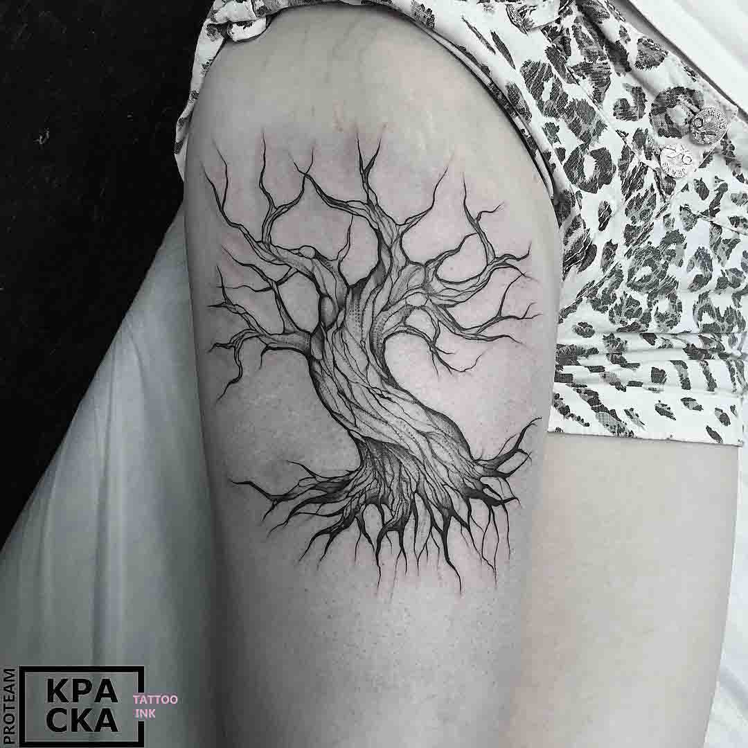 shoulder tattoo dead tree