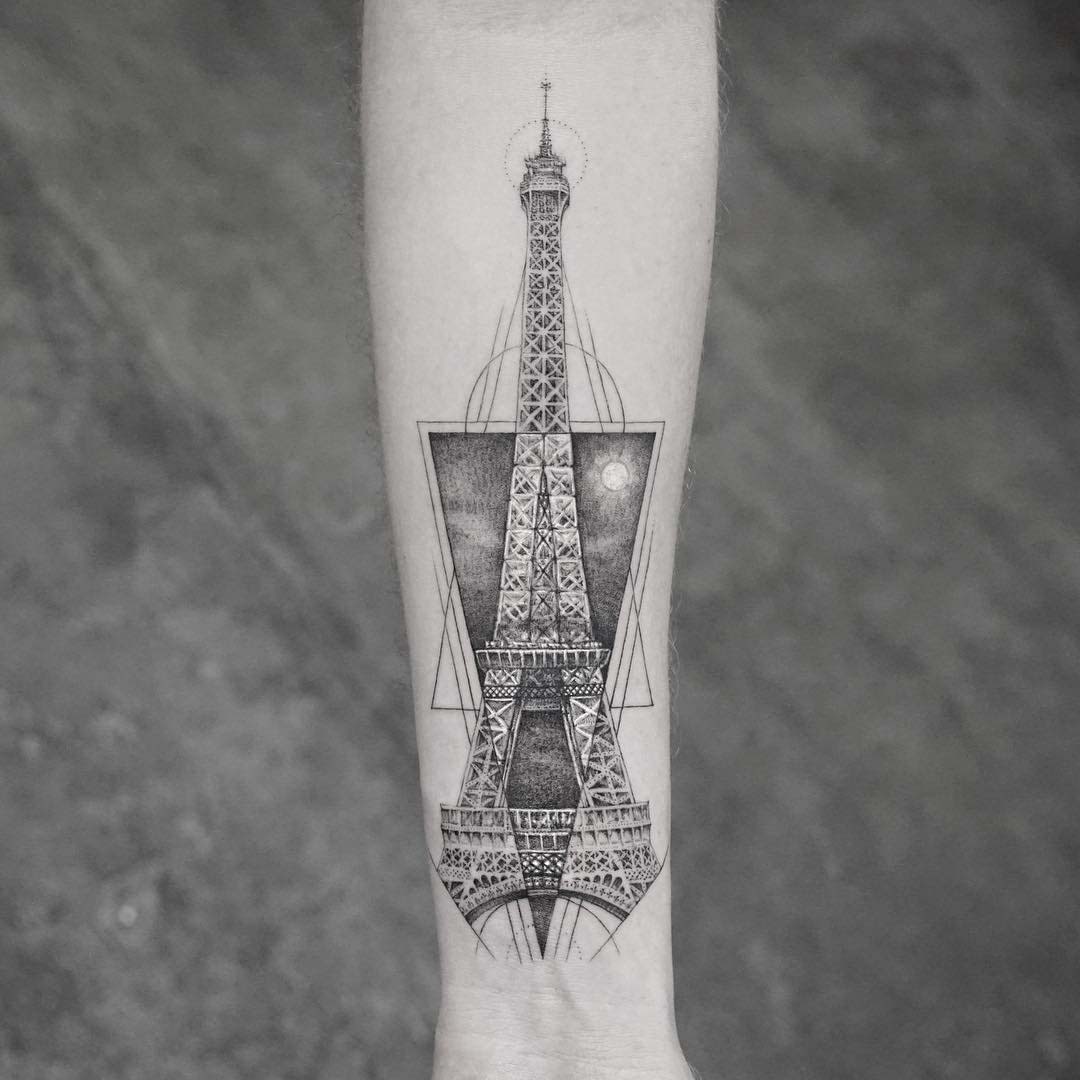 arm tattoo eiffel tower