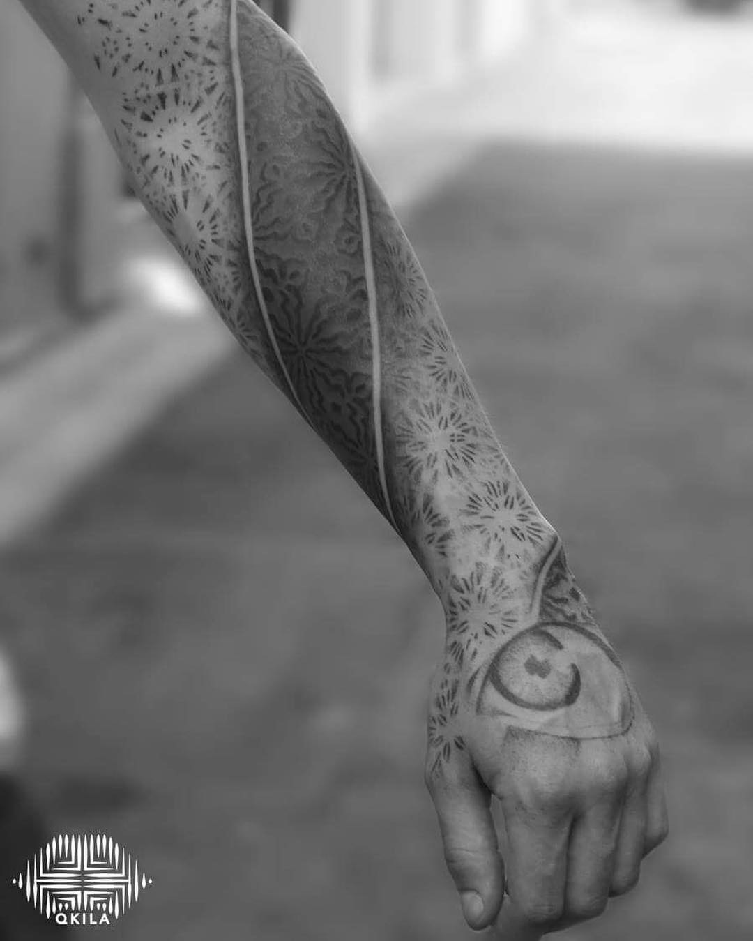 forearm tattoo dotwork sleeve