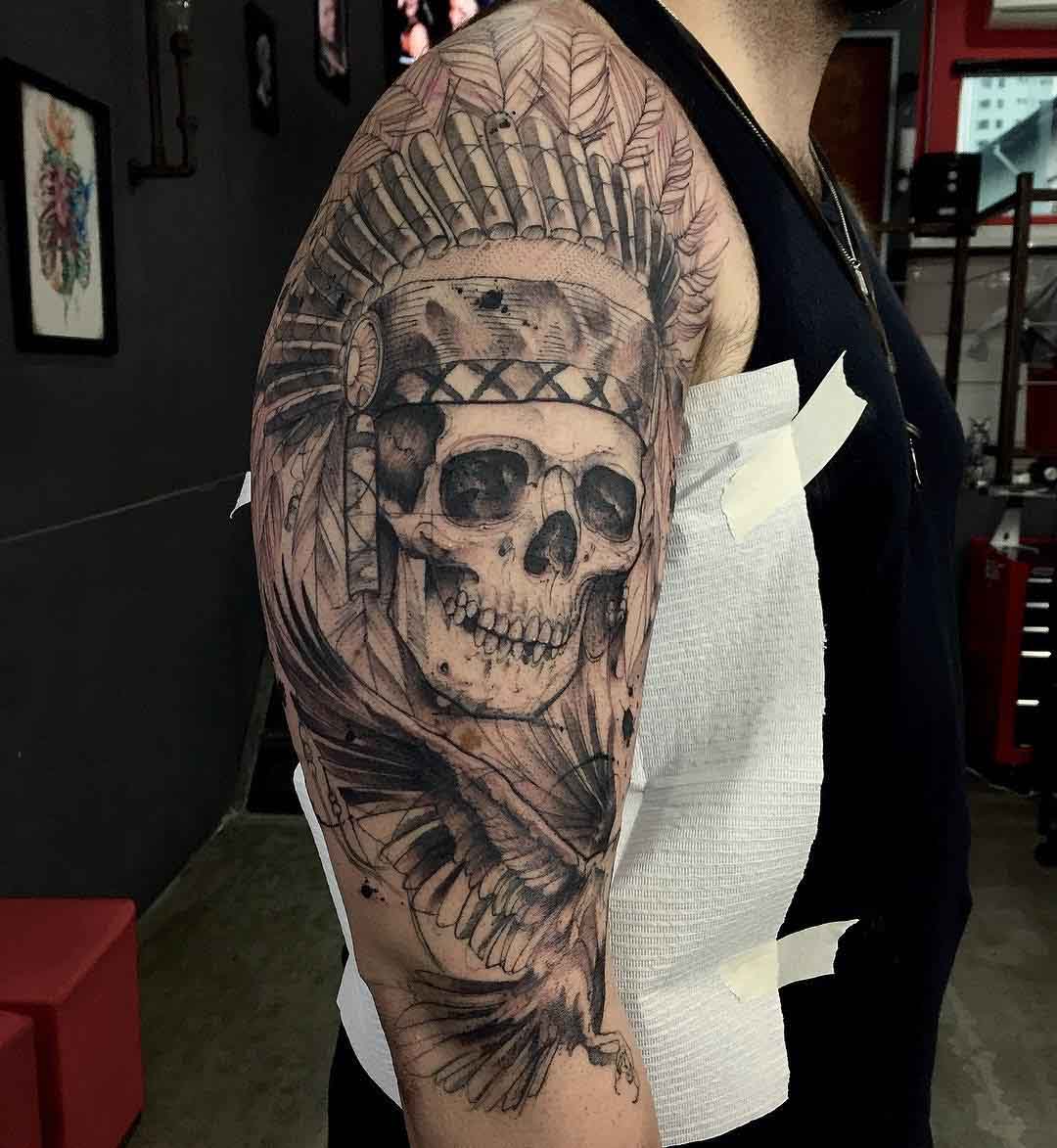 shoulder skull tattoo native american