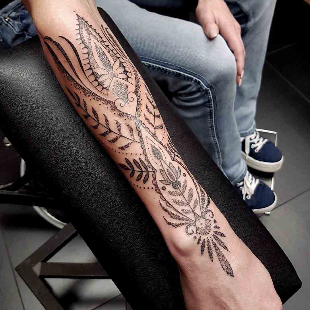 arm dotwork tattoo design