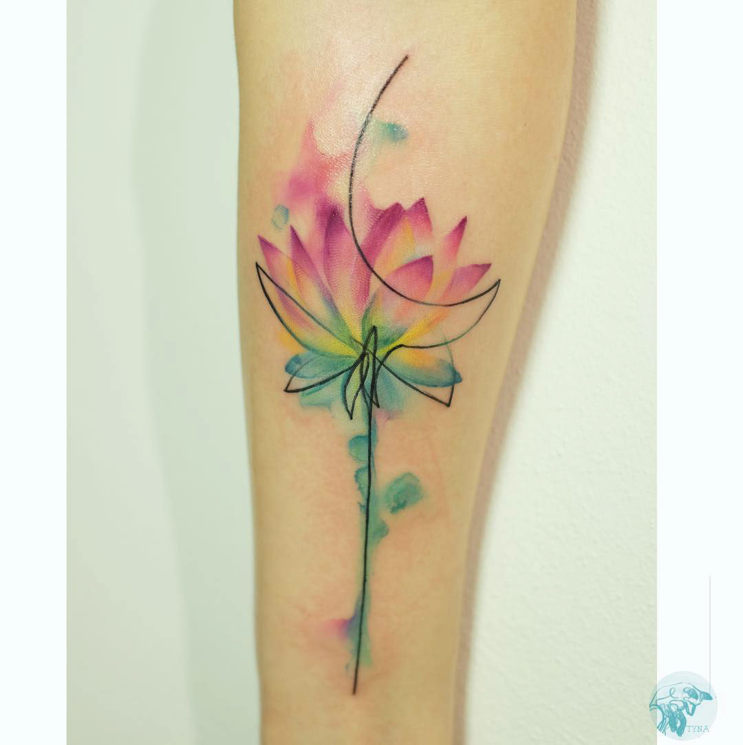flower tattoo on foream watercolor style