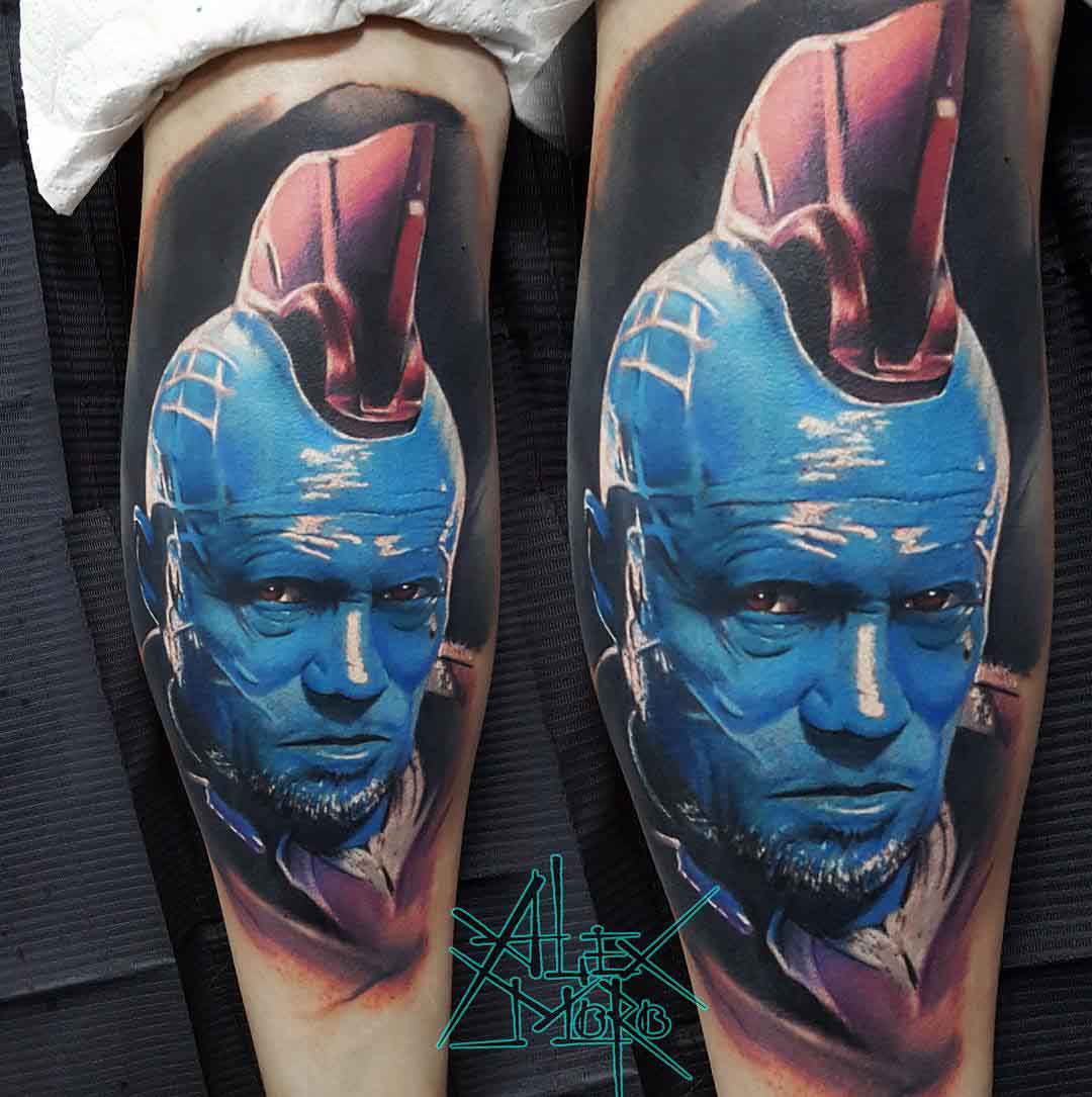 realistic portrait taqttoo Yondu of The Guardians of the Galaxy
