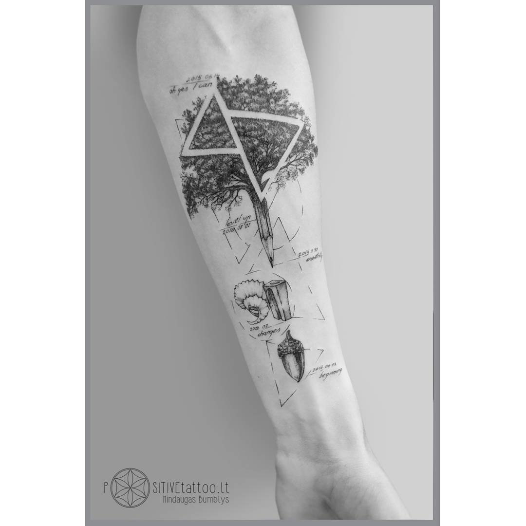 arm tattoo tree and ancorn