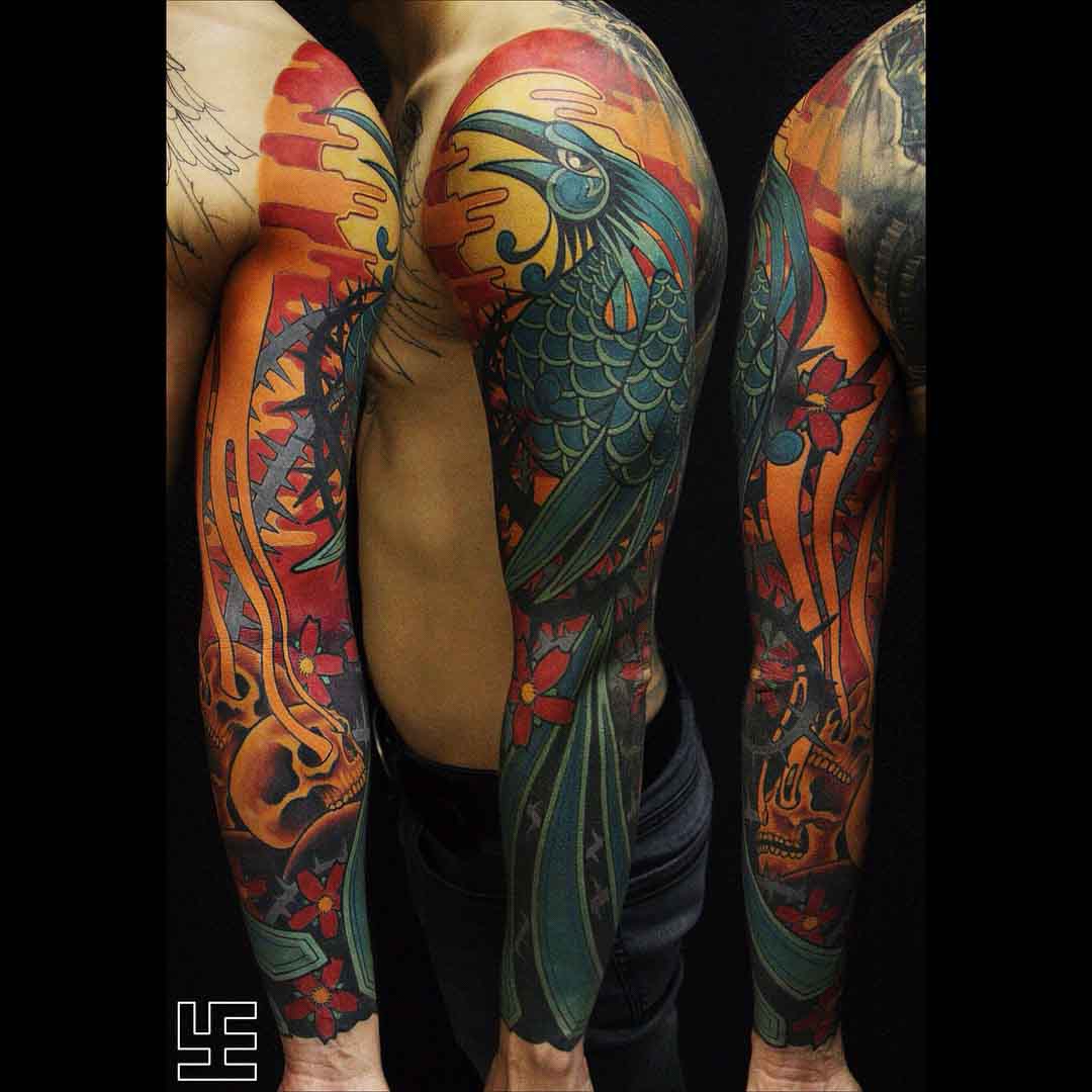 tattoo sleeve bird