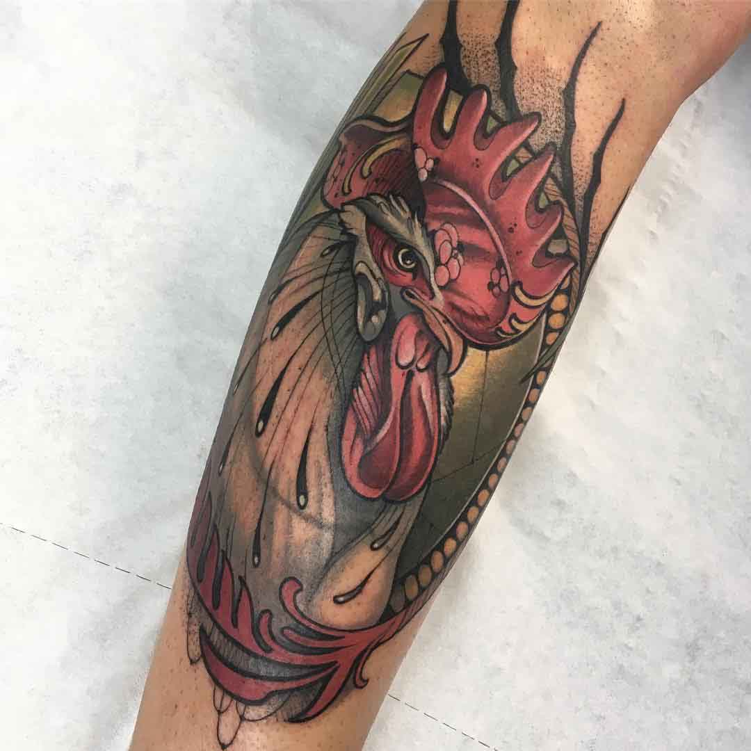 big rooster tattoo