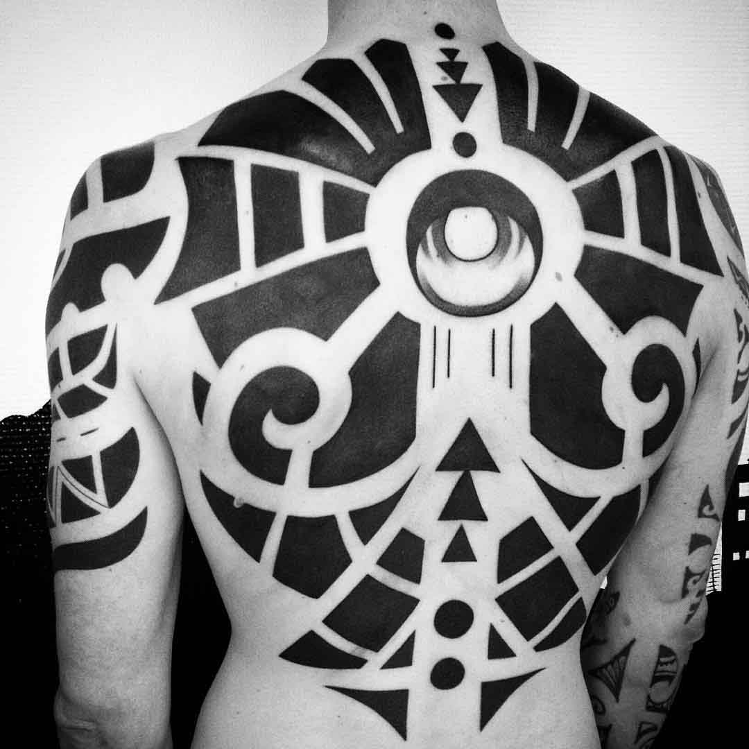 back tattoo blackwork geometry