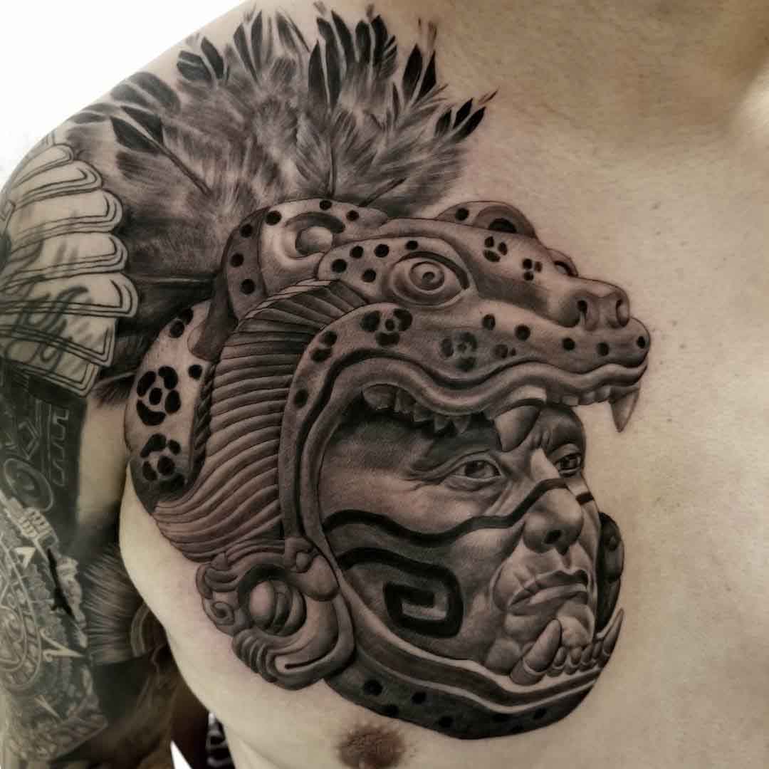 chest tattoo jaguar warrior
