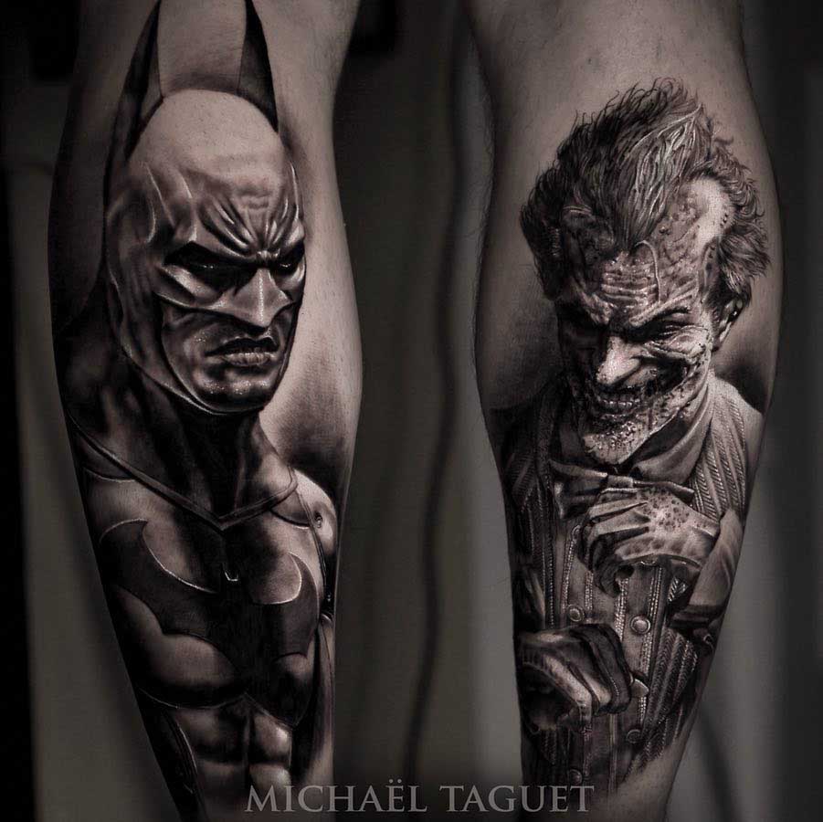 batman and joker tattoos graphic