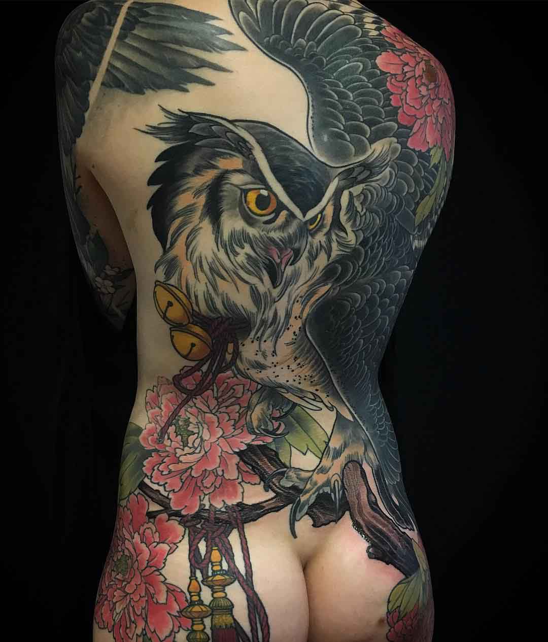 owl tattoo on back