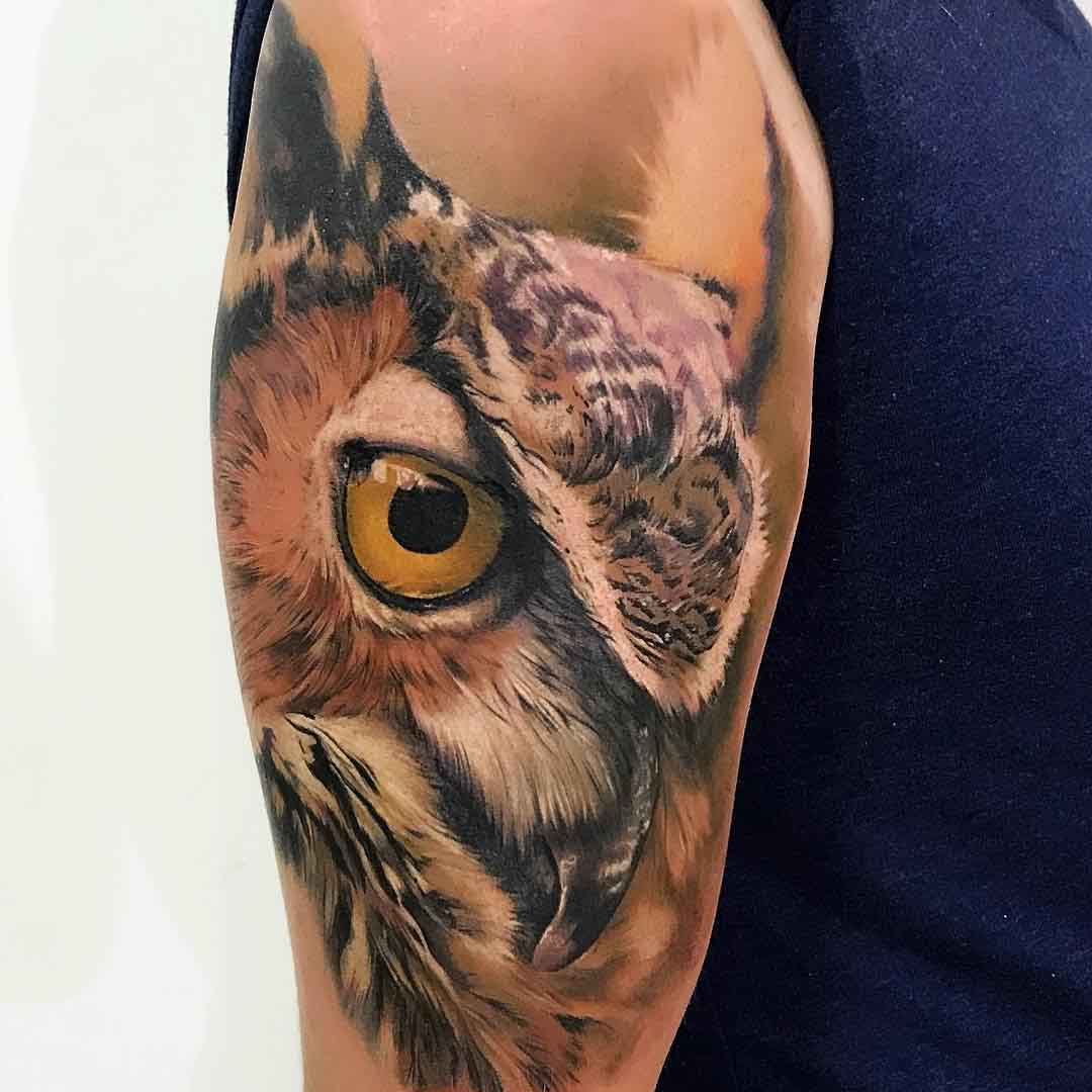 owl tattoo realistic colors