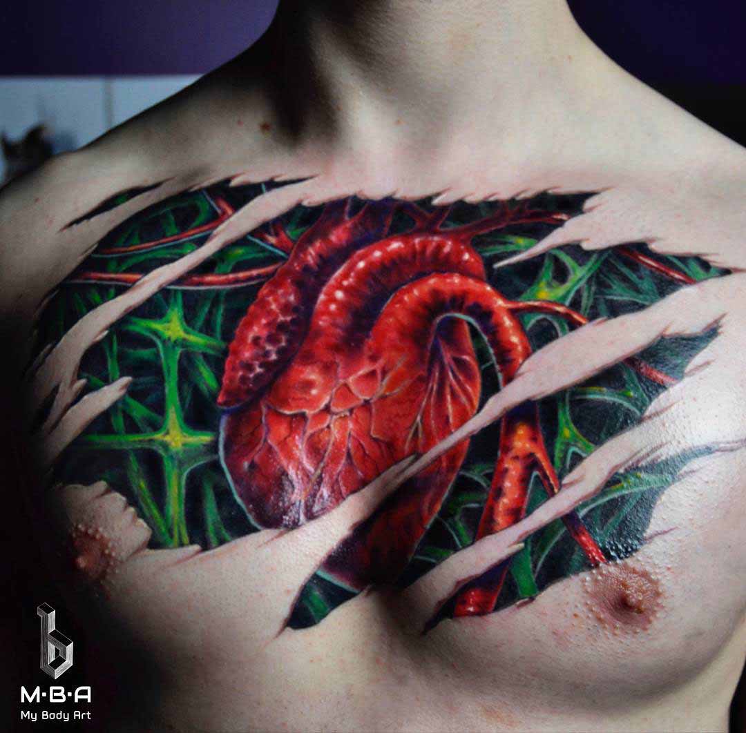 heart tattoo under skin 3D
