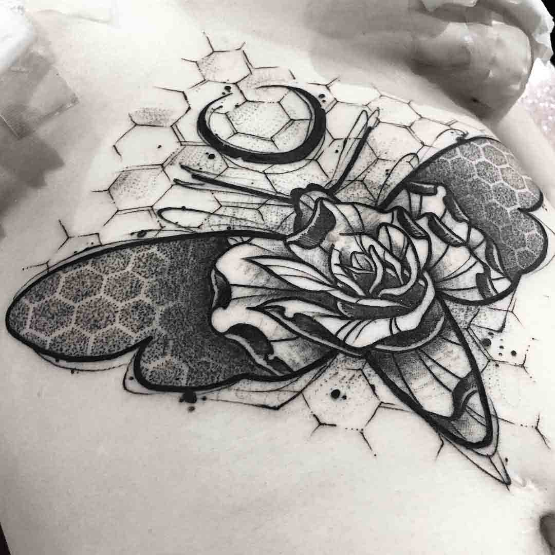 dotwork moth tattoo