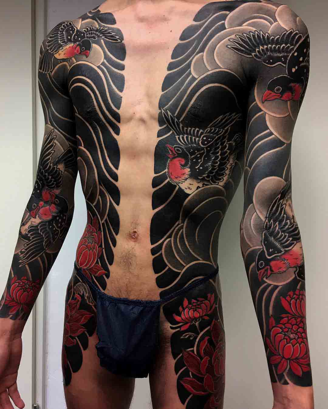 torso sides tattoo yakuza