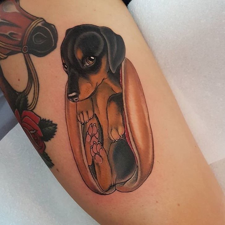 literally hot dog tattoo