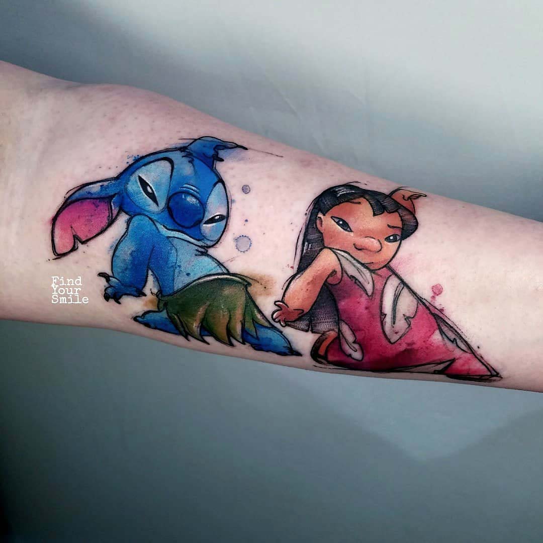 arm tattoo Lilo and stitch dance