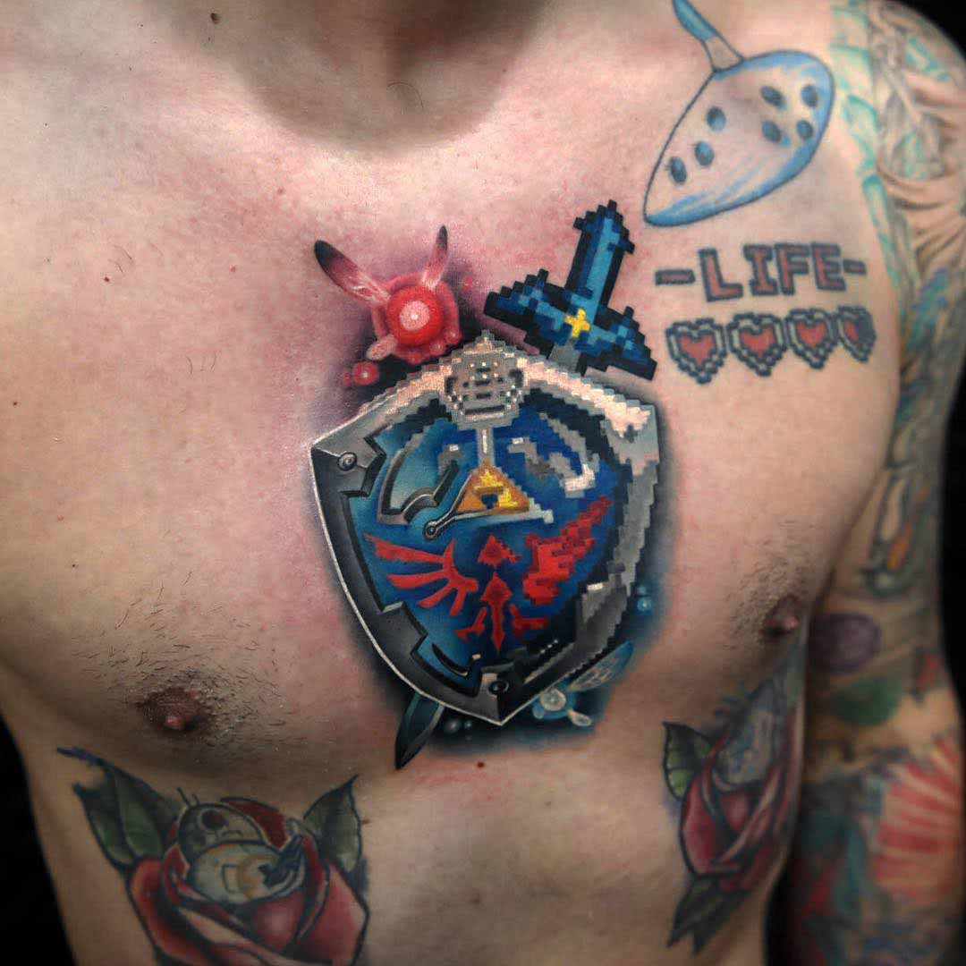 chest tattoo zelda symbol