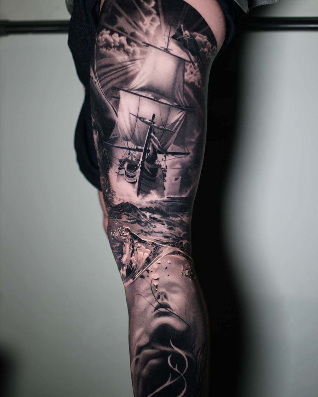 nautical leg tattoo sleeve