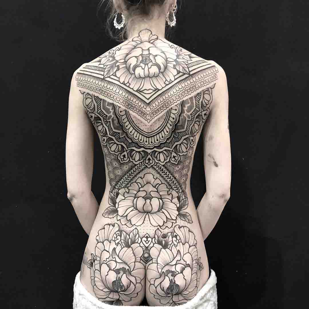 full back tattoo for girl