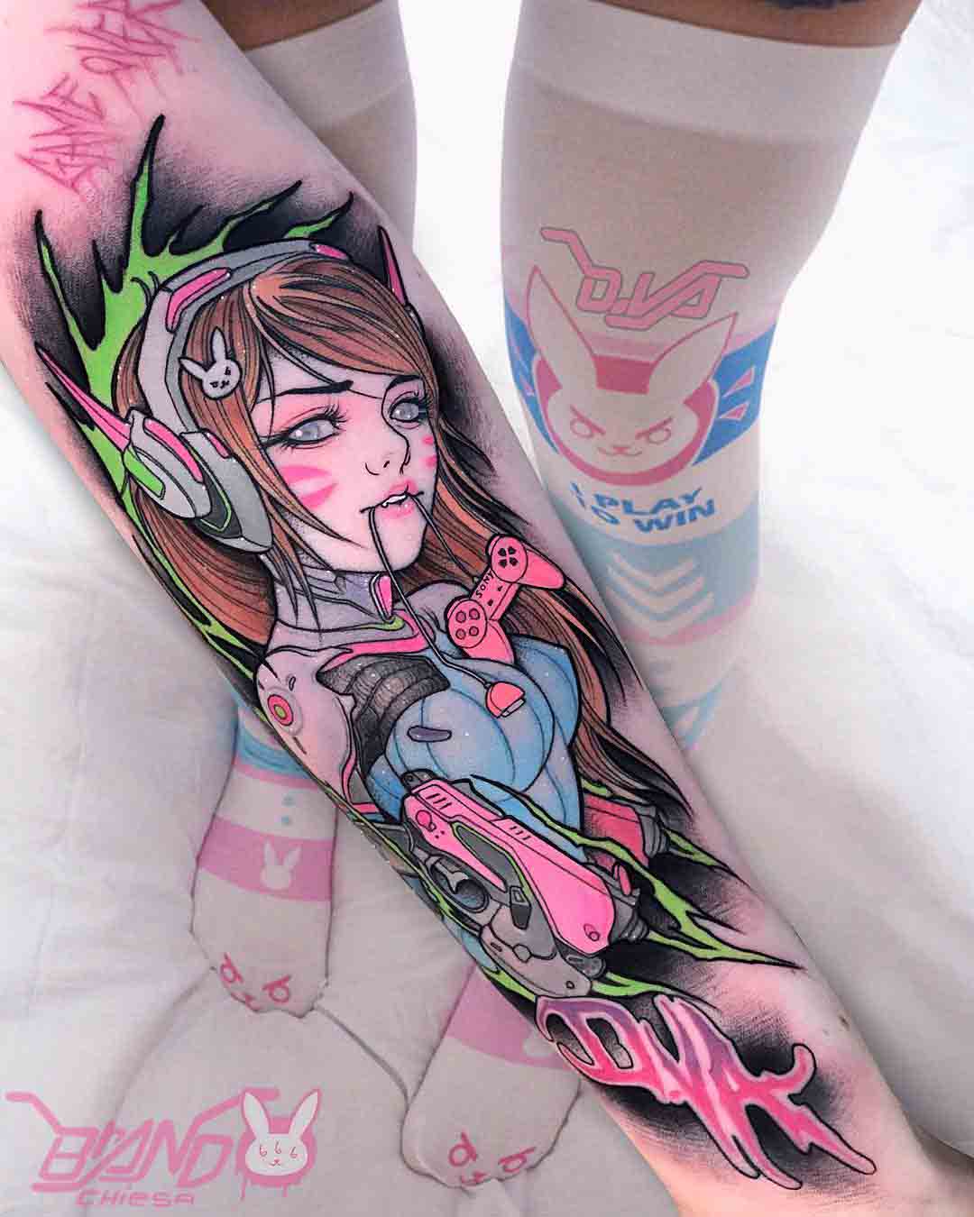 arm tattoo overwatch anime style