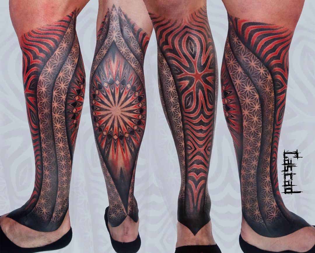ornamental leg tattoo sleeve