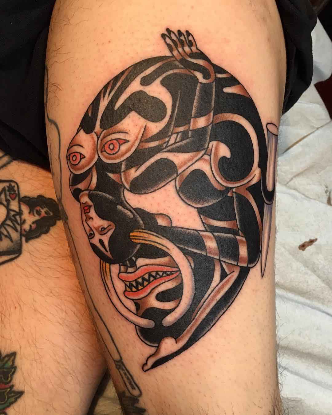 polynesian tattoo demon head