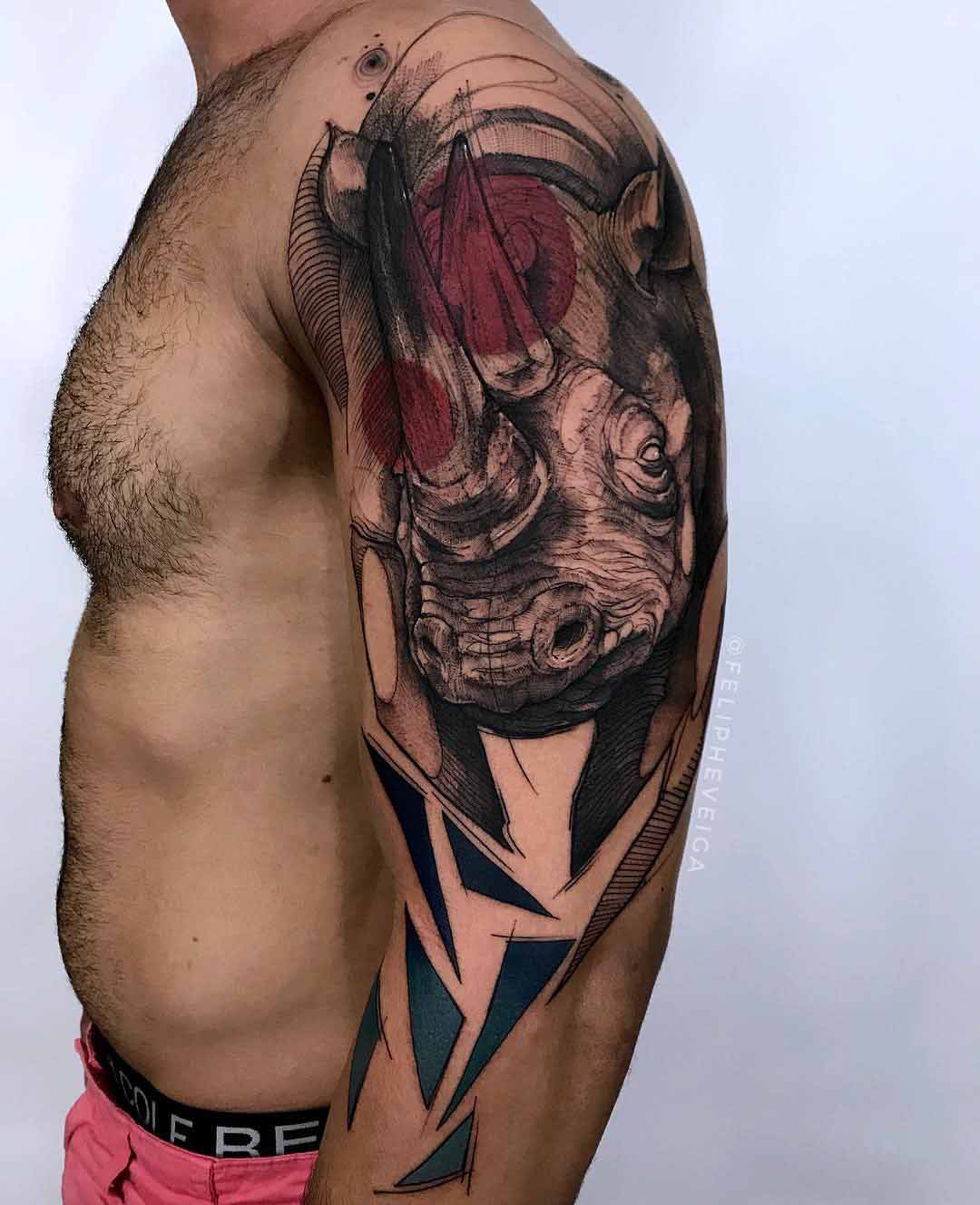 shoulder tattoo rhino