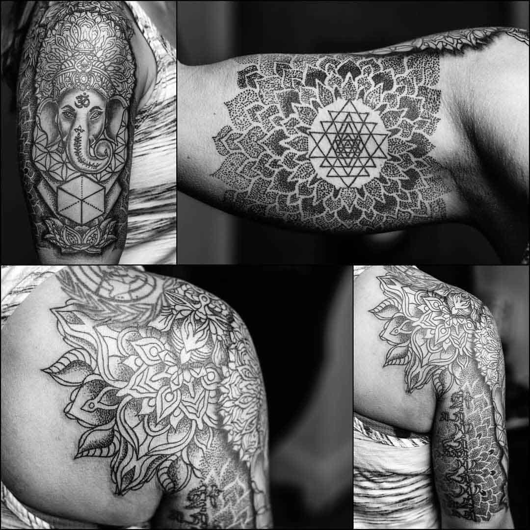 dotwork tattoo sleeve custom